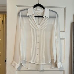 L’AGENCE Holly l/s Pintuck Blouse 100% Silk Chiffon